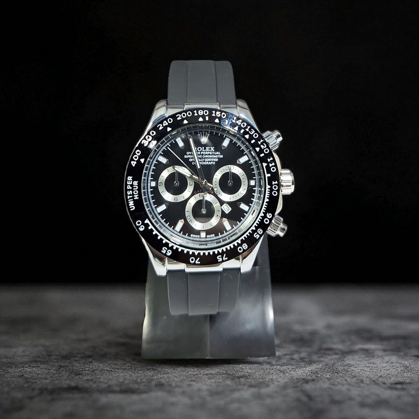 Rolex watch on a dark background