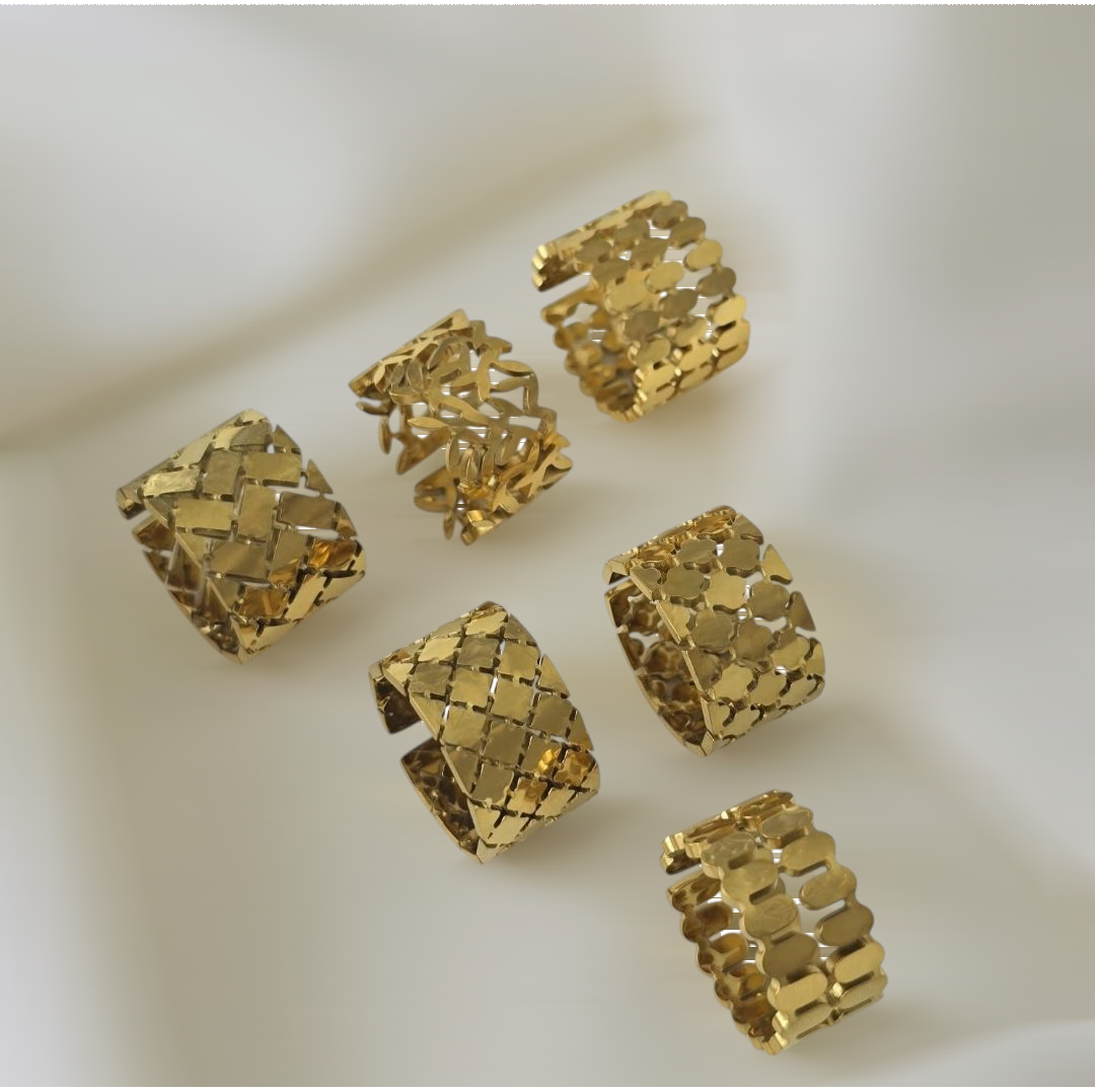 Golden Textured Stackable Rings Collection