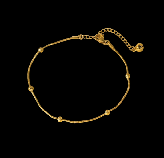 Golden Beaded Snake Chain Bracelet with Secure Clasp