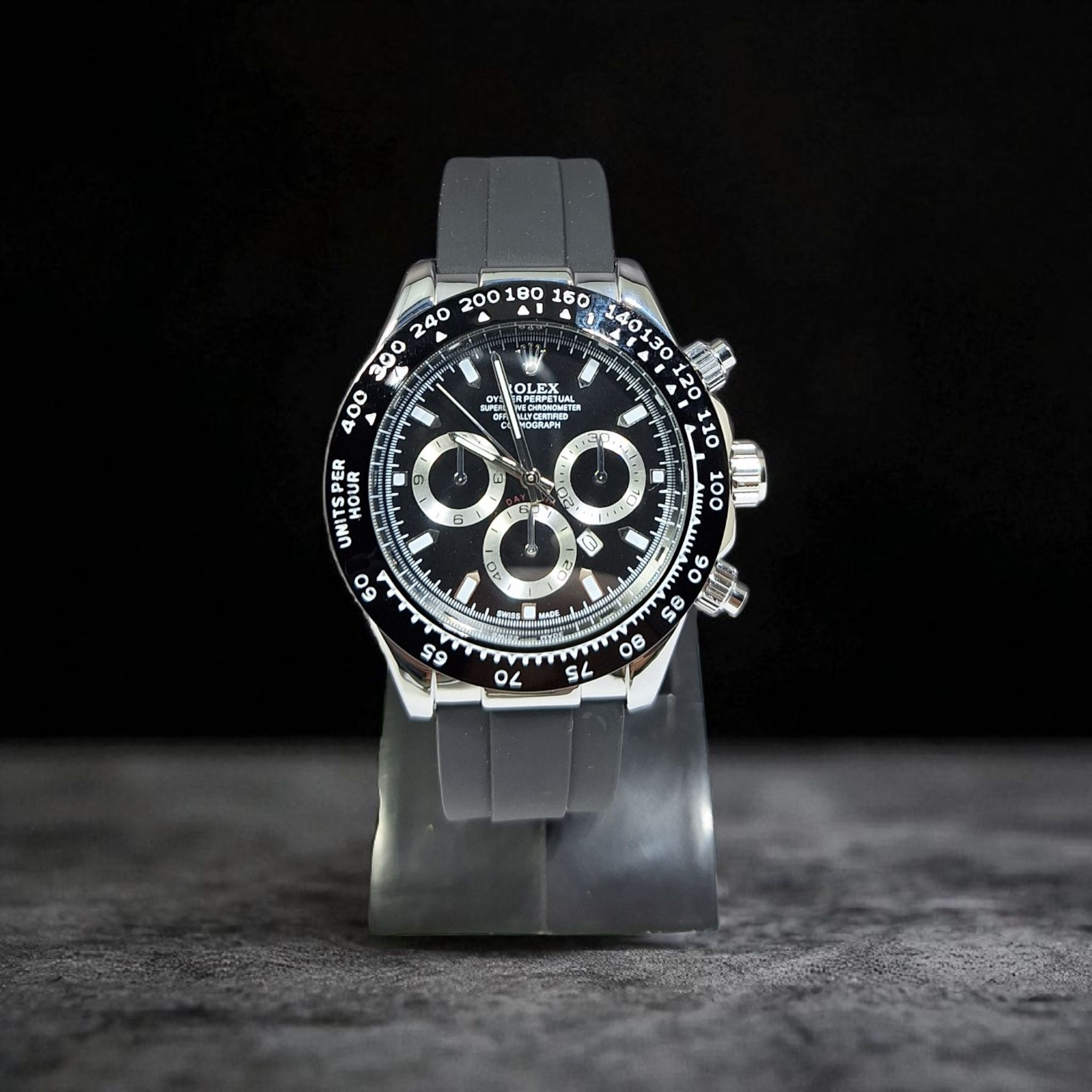 Rolex watch on a dark background
