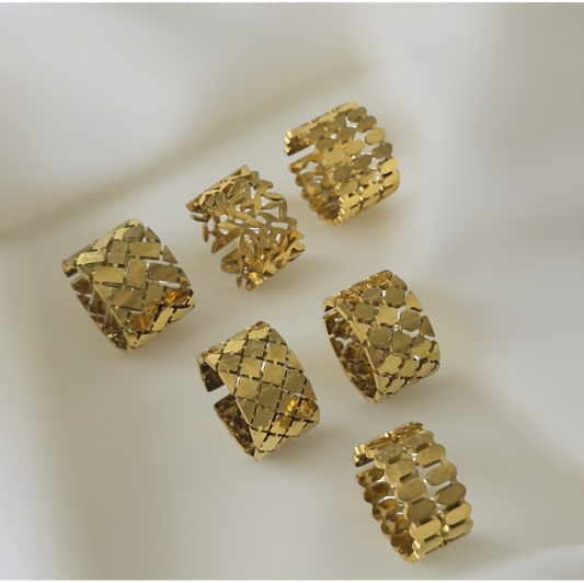 Golden Textured Stackable Rings Collection