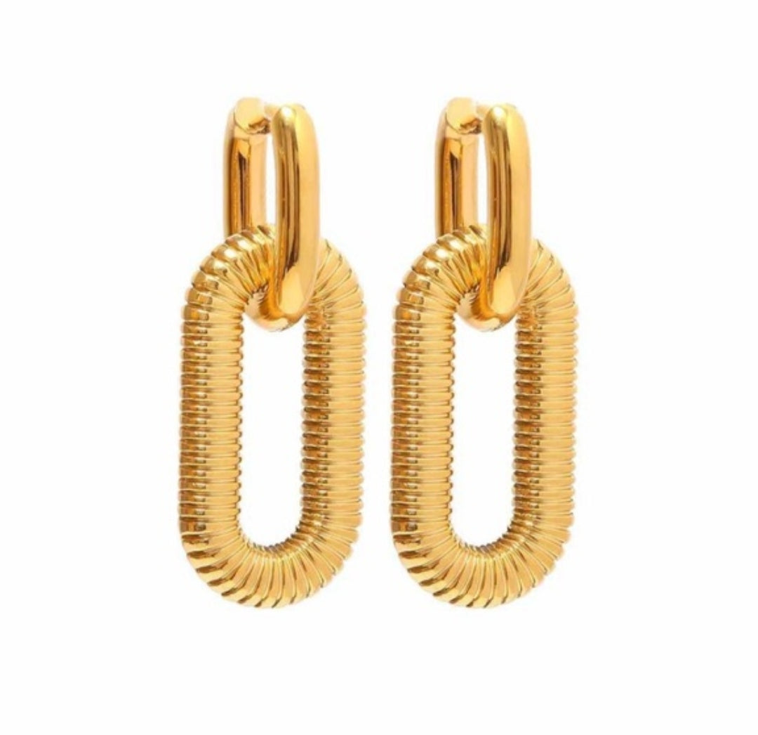 Golden Textured Hoop Earrings with Unique Twist Design
