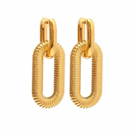 Golden Textured Hoop Earrings with Unique Twist Design